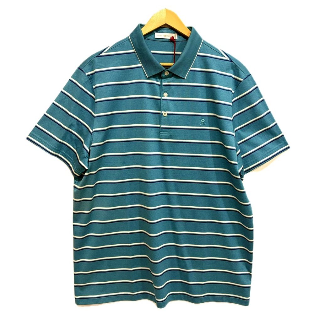 NWT Maison Montagut Striped Short Sleeve Polo Mens Size XXXL Cotton Silk Blend